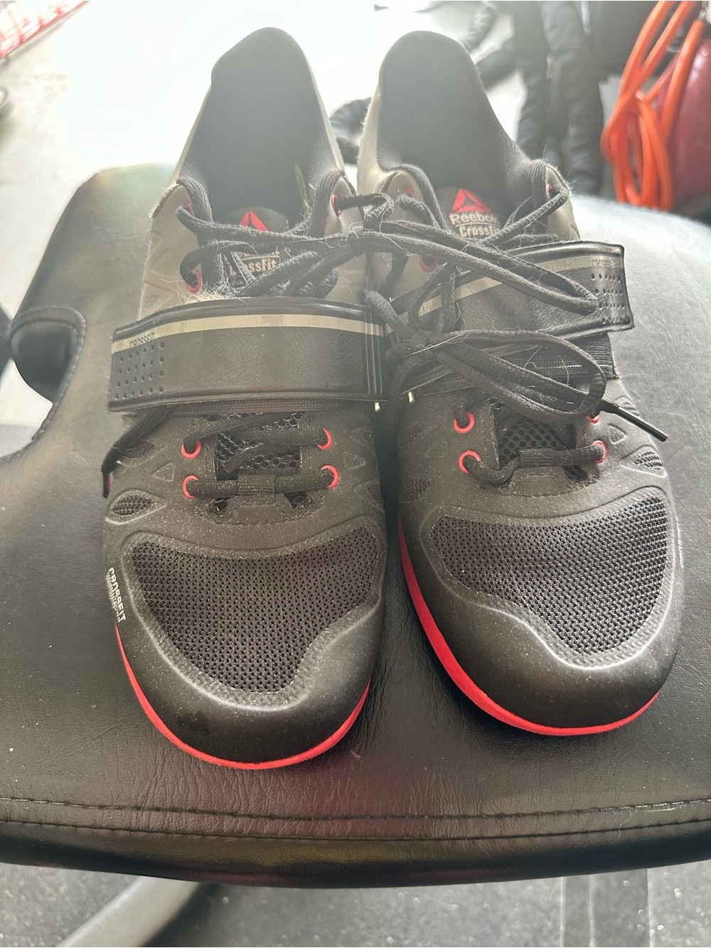Reebok Men’s Black and Red weightlifting shoes! Crossfit branded.